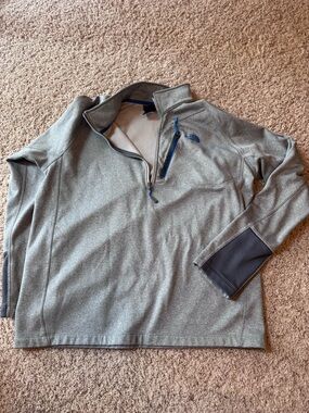 The North Face Gray Fleece Pullover with Blue Trim